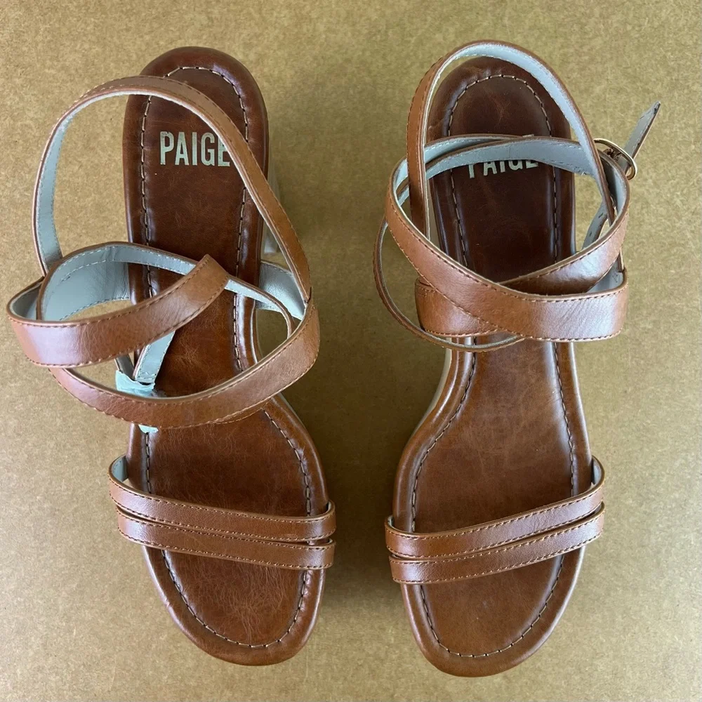 NEW PAIGE BROWN LEATHER CLOG SANDALS - Picture 11 of 12